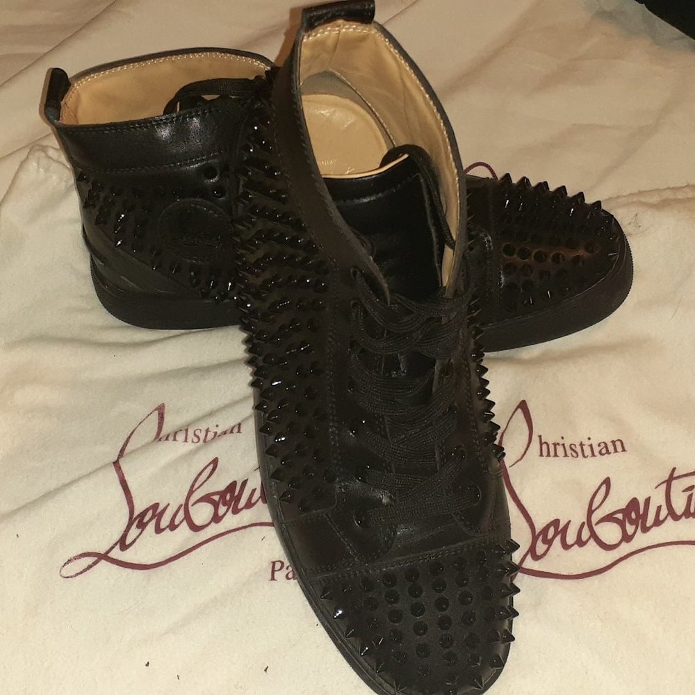 Christian Loubontin Spike Black Leather Sneaker